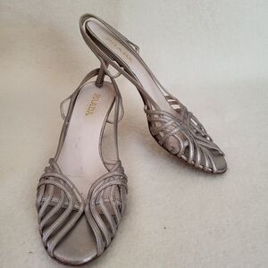 Vintage Prada Kitten Heels Metallic Strappy Women's Size 38.5